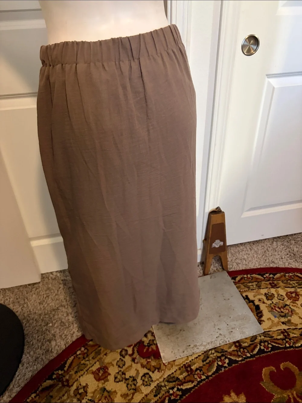 Active USA Taupe Maxi Skirt with Side Button Detail